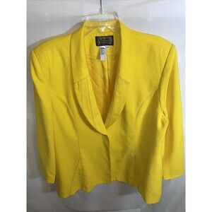 Champagne Italy Dress Blazer Women's Size 24 Yellow Long Sleeve Button Front